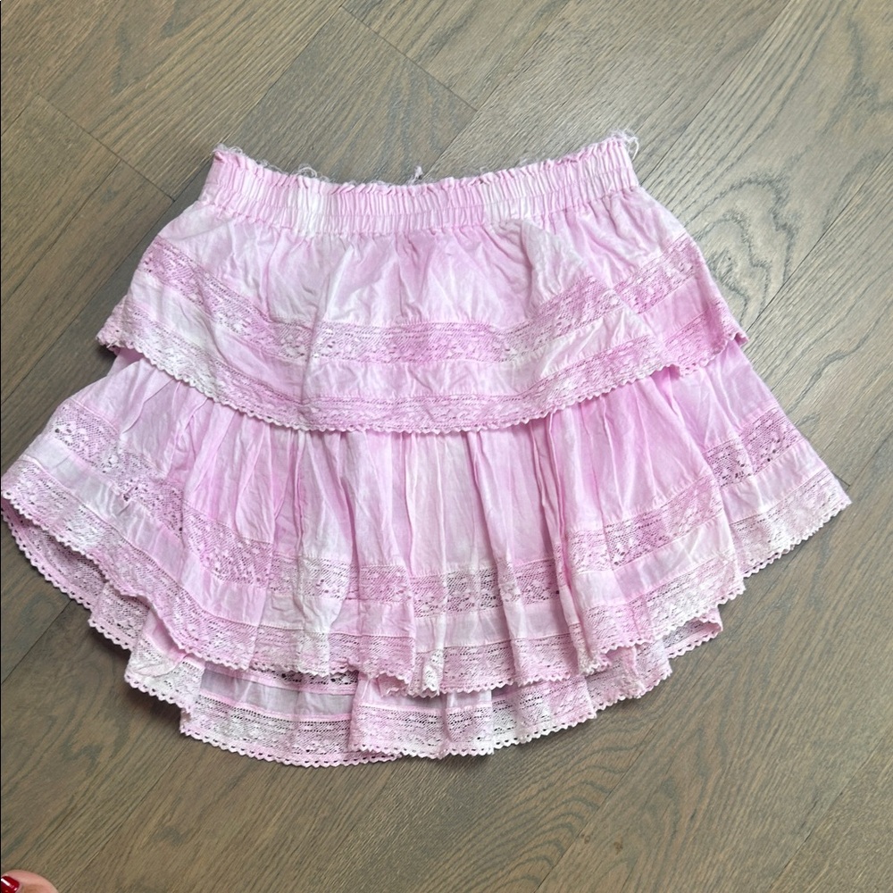 LoveShackFancy Light Pink Tiered Mini Skirt